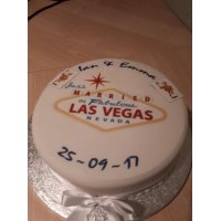 A Las Vegas themed round cake