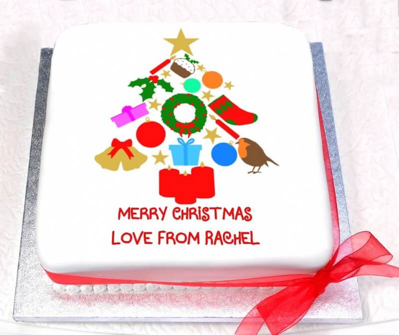 Personalised Christmas Tree Cake (Fruit or Sponge)