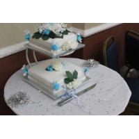 A beautiful wedding cake made using our undecorated cakes