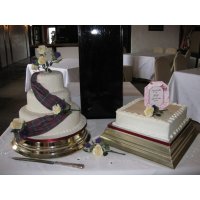 Tartan design printed icing for a wedding cake
