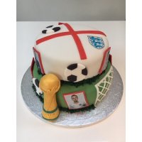 A world cup themed cake decorated with our edible photos