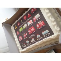 A transport theme printed icing