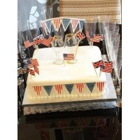 A stars and stripes themed cake