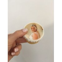 Cupcakes with a wedding photo