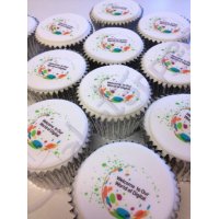 Welcome to Our World of Digital logo cupcakes