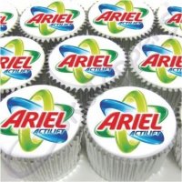 Ariel's branded logo cupcakes