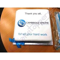 Cambridge Online's logo thank-you cake