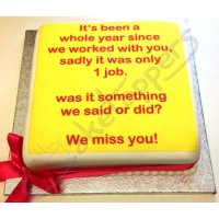 A heartfelt message from an employer... on a cake!