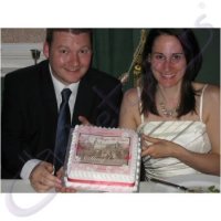 A couple's congratulatory photo cake