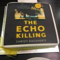 A cake to celebrate the launch of The Echo Killing