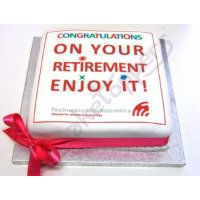 Technobis Mechatronics' congratulations cake for a retiring member of staff