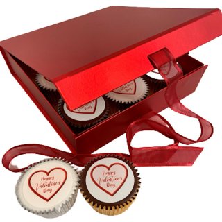 Love Heart Cupcakes Gift Box Red