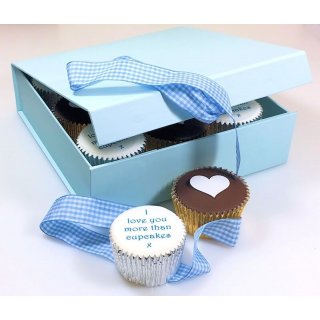 Personalised Valentine Cupcakes Gift Box Blue