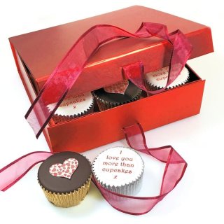 Personalised Valentine Cupcakes Gift Box Red